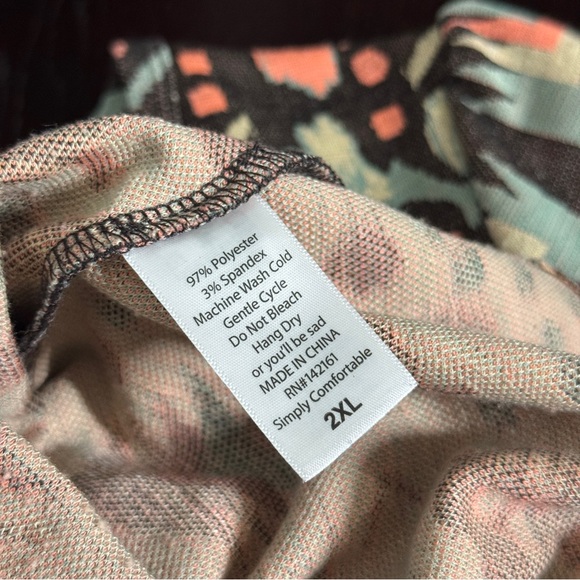 Lularoe 2XL Brown Pink Floral Short Sleeve Amelia Dress - Picture 6 of 7